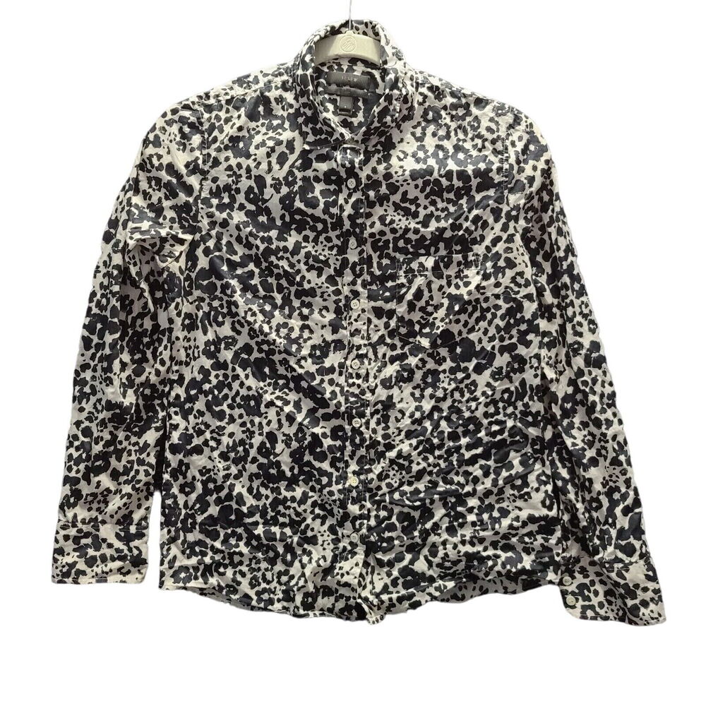 J.Crew Womens Button Up Blouse Multicolor Size 2 100% Cotton Long Sleeve